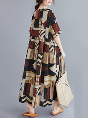 Original Split-Joint Elasticity Printed Dress