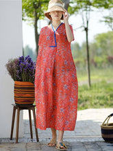 Literary Retro Ramie Cotton Long Dress