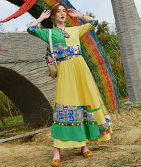 Ethnic Embroidered Shirt With Mesh Patch Tassel Skirt Suit