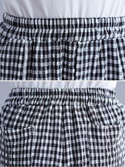 Loose Elastic Waist Plaid Harem Pants