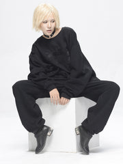 Oversize Embroidered Long-Sleeved Sweatshirt