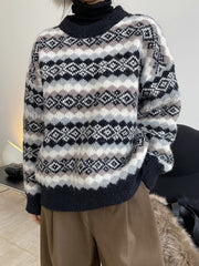 Women Round Neck Thick Loose Casual Sweater