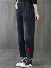 Women Retro Elastic Waist Loose Casual Pants