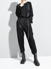 Women Stitching Stretch Loose Casual Pants