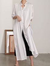 Women V-Neck Solid Color Irregular Shirt Dress