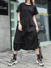 Colorblock Stitching Round Neck Short Sleeve Loose Casual Dress