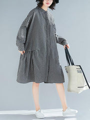 Loose Comfortable Plaid Long Dress