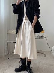 Women Retro Simple High Waist Skirt