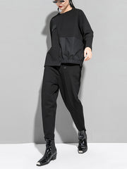 Women Round Neck Loose Stitching Casual Shirt