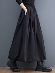 Solid Color High Waist A-Line Skirt