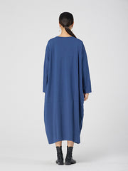 Loose Polka-Dot Contrast Color Midi Dress