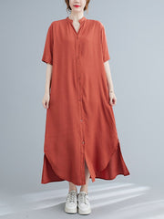 Loose V-Neck Skirt Short Sleeve Shirt