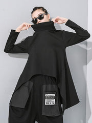 Black Turtleneck Cropped Sweatshirt