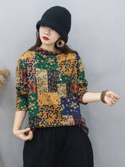 Stitching Print Long-Sleeved Sweatshirt