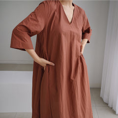 Loose Solid V-Neck Maxi Dress