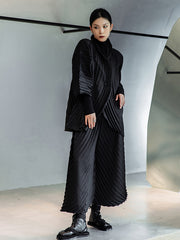 Solid Color Pleated Loose Casual Suit