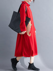 Embroidered Long Sleeves Mock Neck Midi Dress