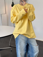 Loose Oversize Solid V-Neck T-Shirt