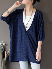 Pure Cotton V-neck Comfortable Blouse