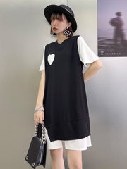 Stitching Contrast Color Split Loose Dress