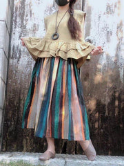 Colorful Striped Ramie Cotton Skirts