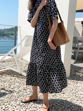 Black Printed Loose Ruffled Chiffon Dress