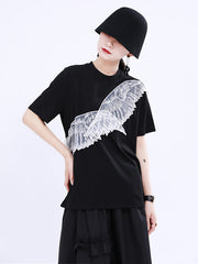 Women Embroidery Printed Loose Casual Short Sleeve T-Shirt