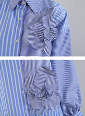 Urban Short Sleeves Striped Midi Dress