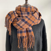 Retro Plaid Tassel All-Match Scarf Shawl