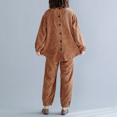 Retro Loose Plus Size Corduroy Long Sleeve Suit