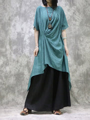 Original Solid Irregularity Pleats Dress