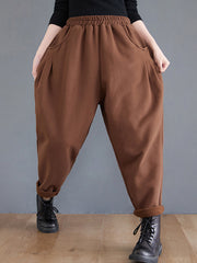 Retro Plus Velvet Padded Wide-Leg Guard Pants