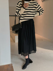 Pleated Tulle Lace Casual Skirt