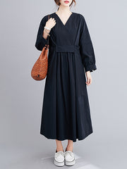 Original Solid Elasticity Waist Dress