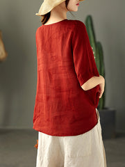 Retro Colored Round Neck Casual T-Shirt