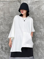 Solid Color Cropped Loose T-Shirt