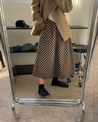 Casual Checkerboard Plaid Skirt