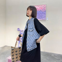 Casual Round Neck Loose T-Shirt Vest Two Piece