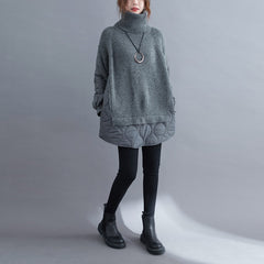 Women Stitching High Neck Padded Sweatshirt