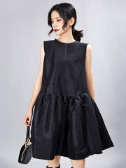 Simple Black Sleeveless Short Dress