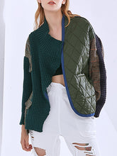 Women Color Matching Stitching Long-Sleeved Coat