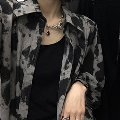 Vintage Leopard Print Long-Sleeved Blouses Shirts Top