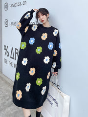 Padded Long Loose-Fitting Floral Dress