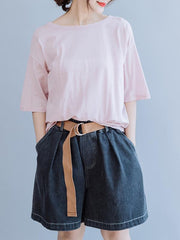 Casual Belt Jean Shorts