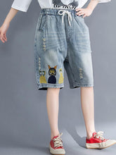 Loose Embroidered Casual Jean Shorts