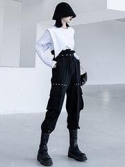 Original Split-Joint Split-Front Long Sleeves T-Shirt Top