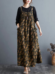 Women Retro Print Loose Dress