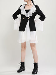 Women Spliced Lapel Irregular Dress