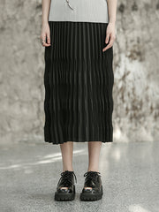 Roomy Pleated Pure Color Skirts Bottoms