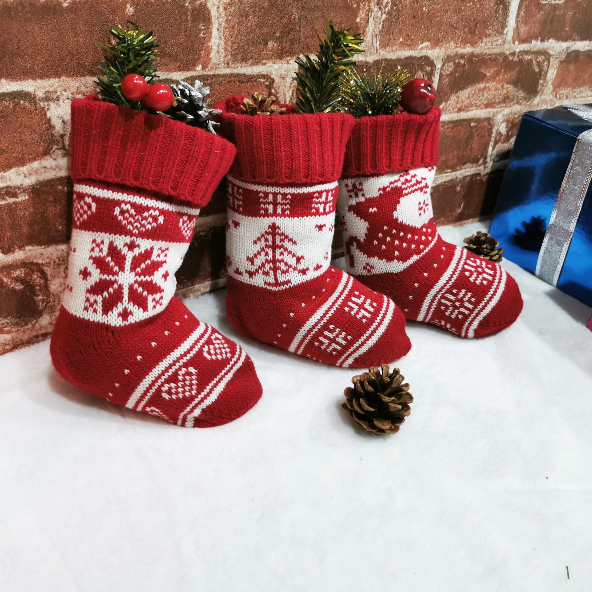 Knitting Christmas Sock Gift Bag